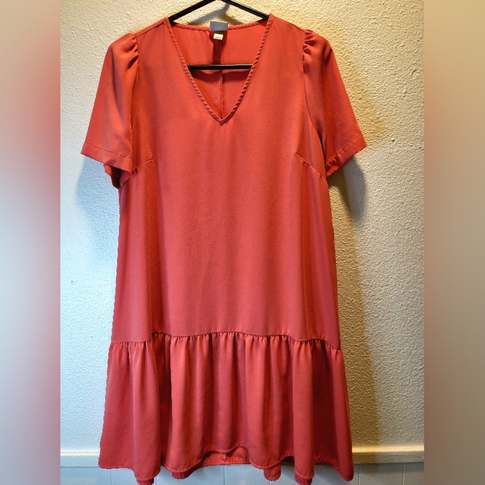 A New Day Womens Short Sleeve Ruffle Hem Dress